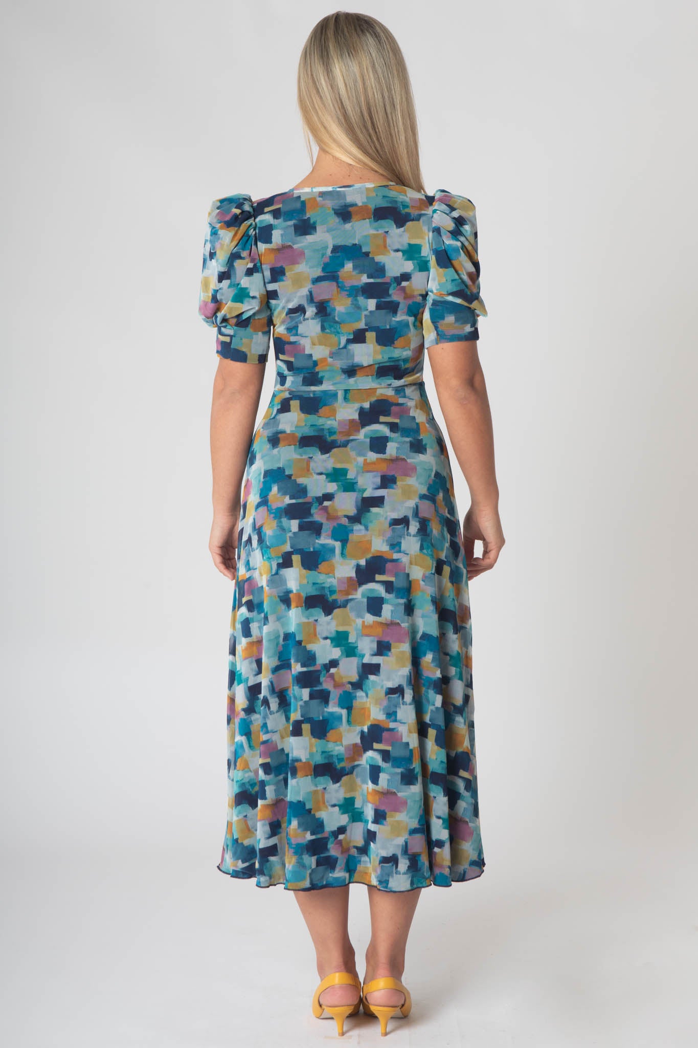 Milana Dress With Ruched Waist Detail - Blue