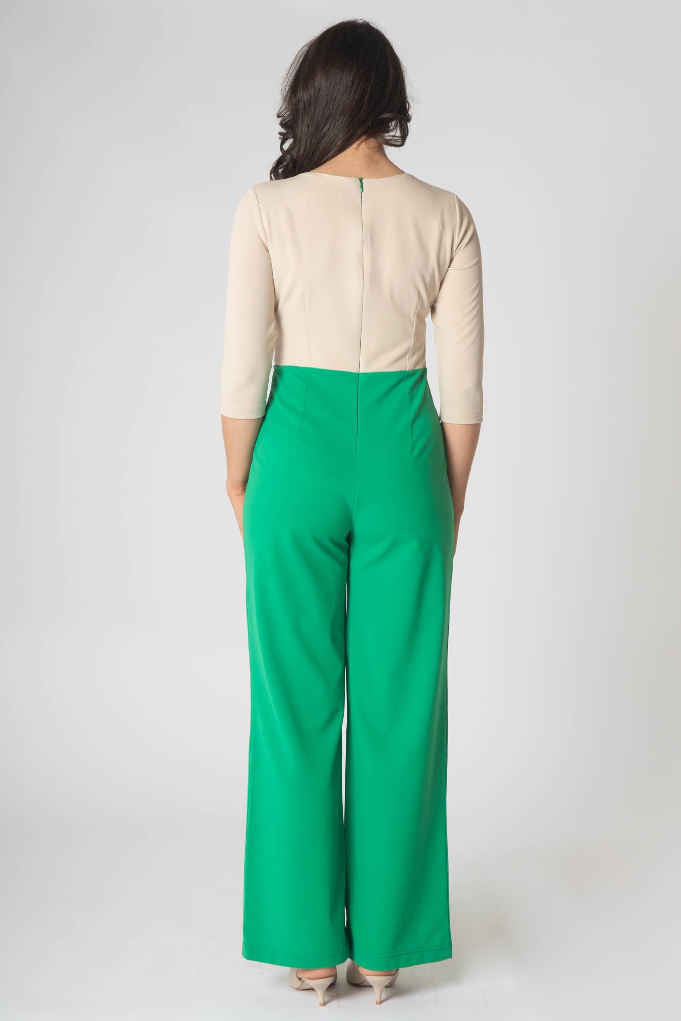 Gabriale Colour Block Jumpsuit  - Beige & Green