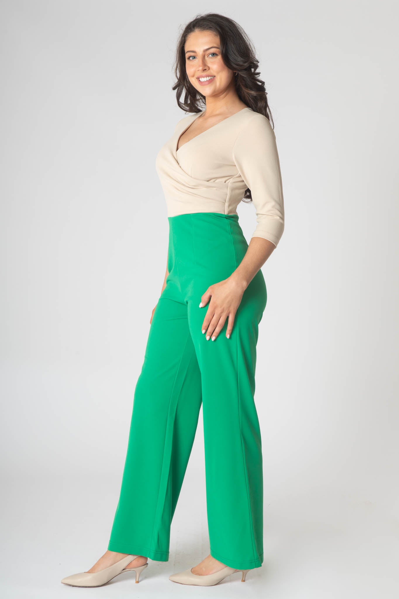 Gabriale Colour Block Jumpsuit  - Beige & Green