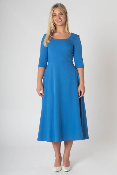 Porsha Dress With Round Neck And Contrast Lining - Blue/Pink