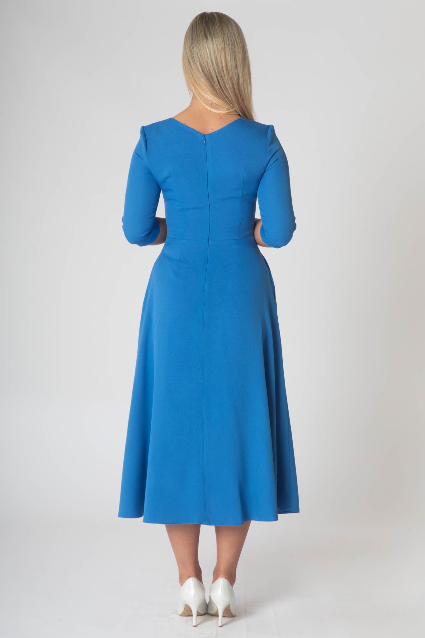 Porsha Dress With Round Neck And Contrast Lining - Blue/Pink