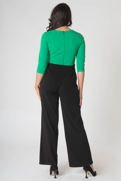 Gabriale Colour Block Jumpsuit  - Green & Black