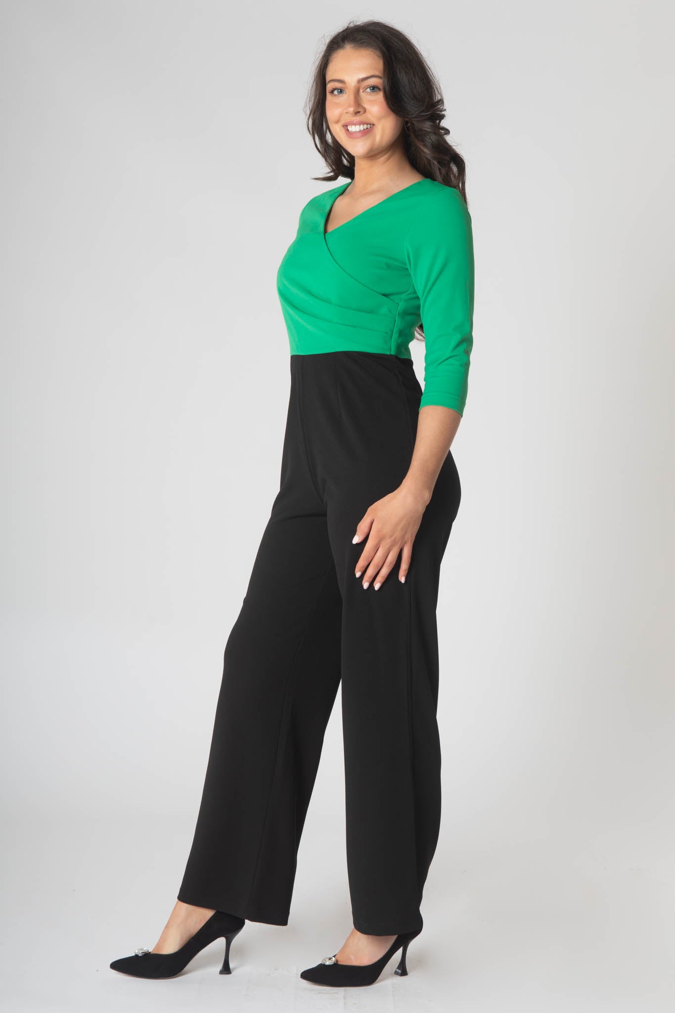 Gabriale Colour Block Jumpsuit  - Green & Black