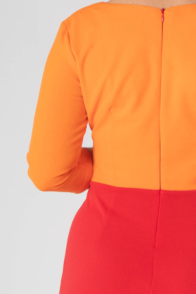 Gabriale Colour Block Jumpsuit  - Orange & Red