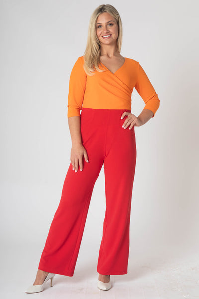 Gabriale Colour Block Jumpsuit  - Orange & Red