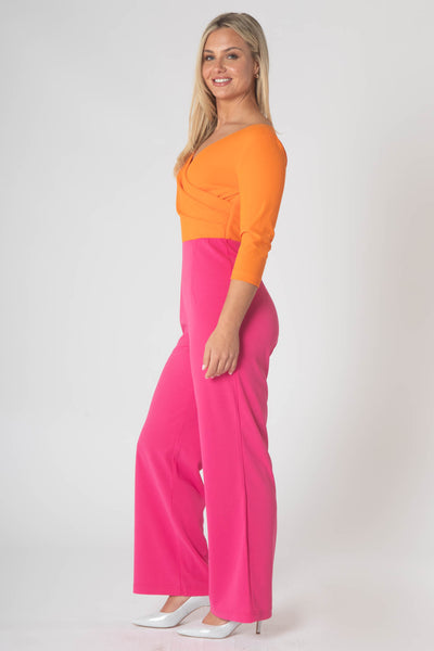 Gabriale Colour Block Jumpsuit  - Orange & Pink