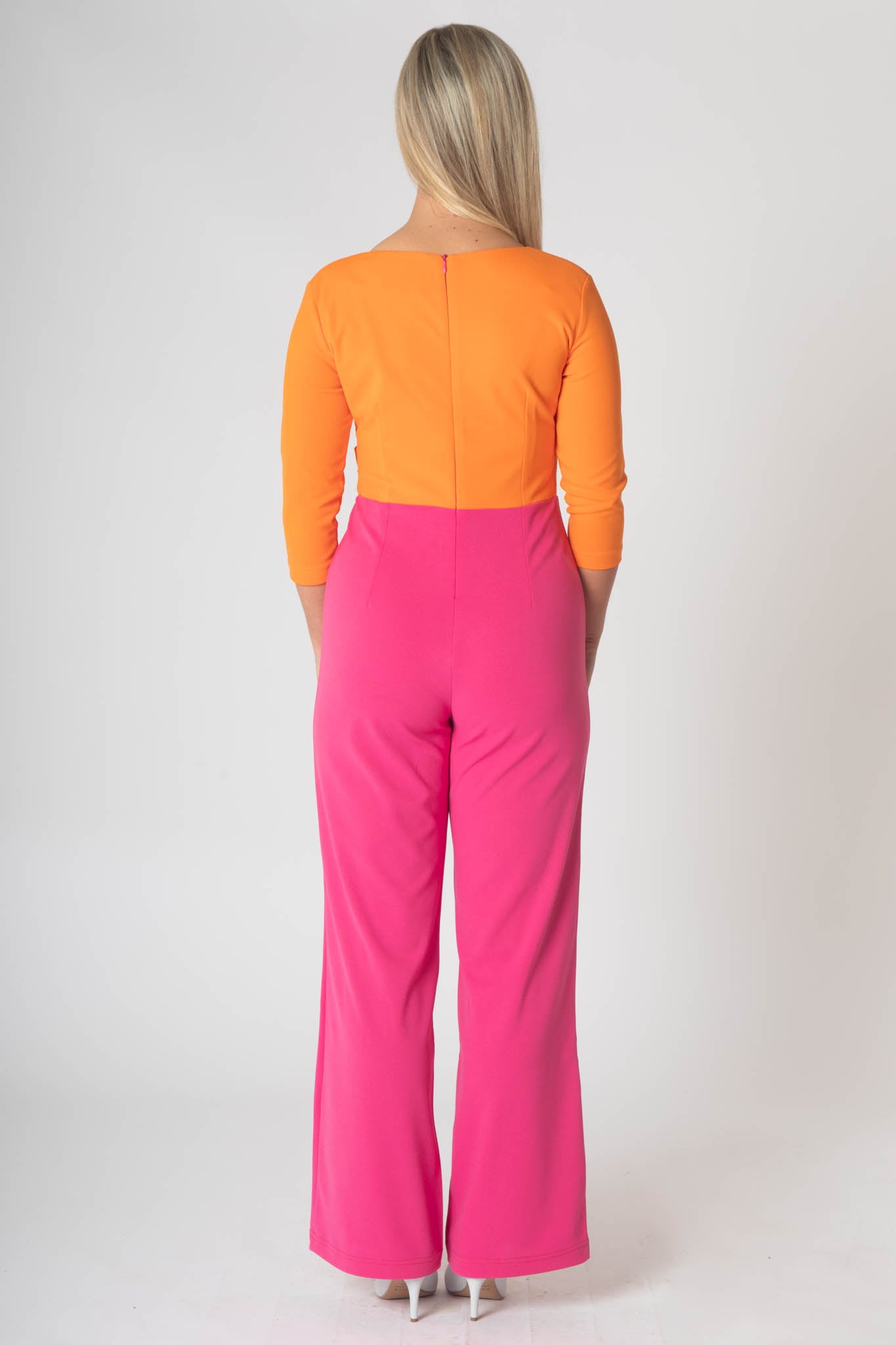Gabriale Colour Block Jumpsuit  - Orange & Pink