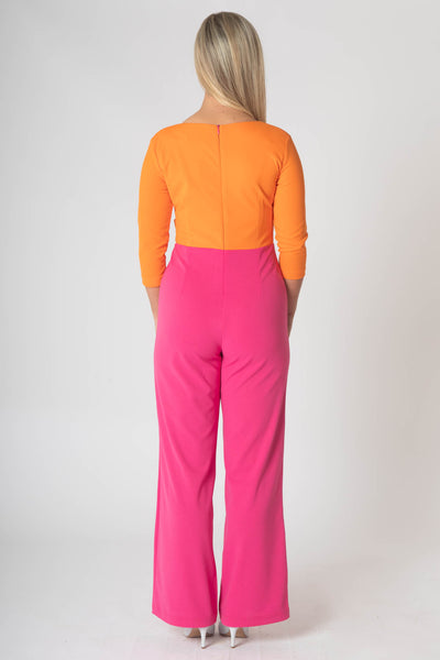 Gabriale Colour Block Jumpsuit  - Orange & Pink