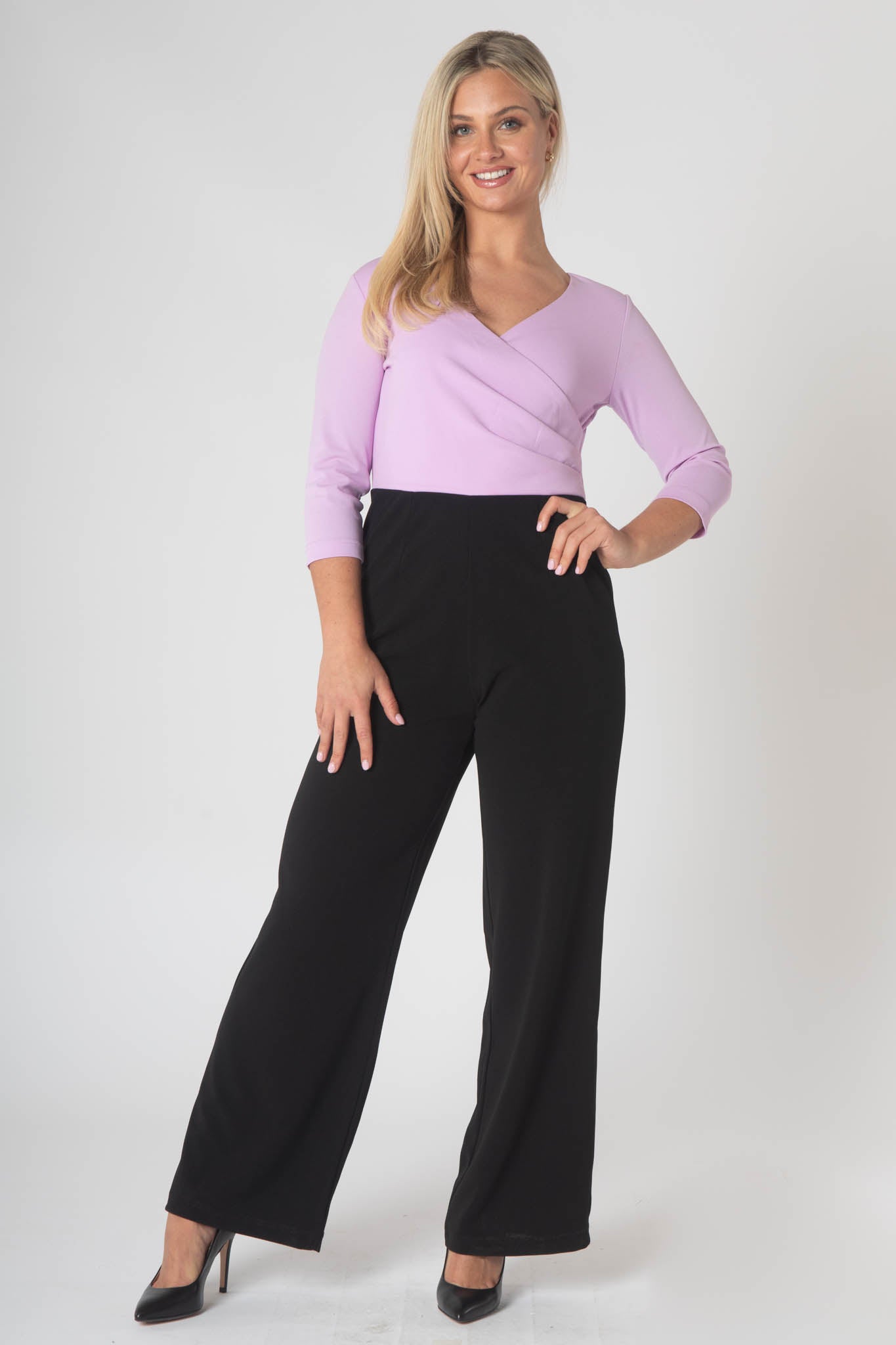 Gabriale Colour Block Jumpsuit  - Purple & Black