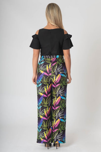 Nova Contrast Print Jumpsuit With Belt  - Multicolor