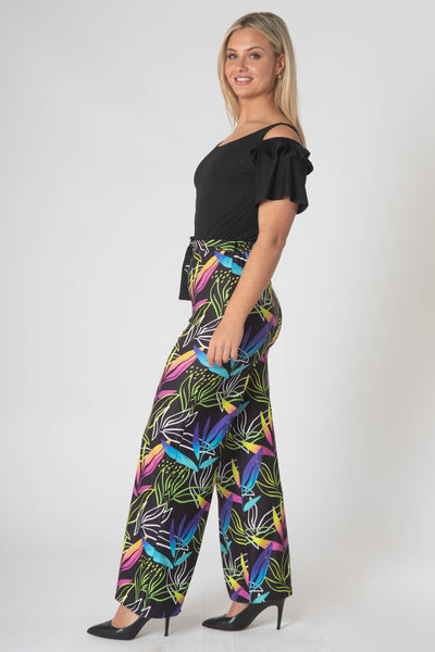 Nova Contrast Print Jumpsuit With Belt  - Multicolor