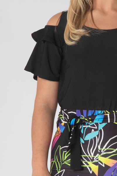 Nova Contrast Print Jumpsuit With Belt  - Multicolor