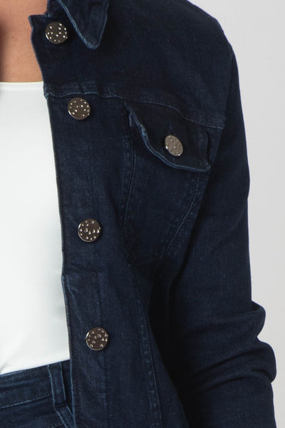 Teagan Classic Denim Jacket with Breast Pockets - Dark Wash
