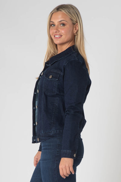 Teagan Classic Denim Jacket with Breast Pockets - Dark Wash