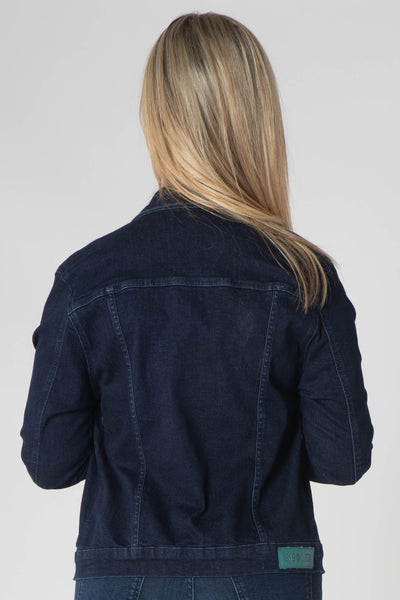Teagan Classic Denim Jacket with Breast Pockets - Dark Wash