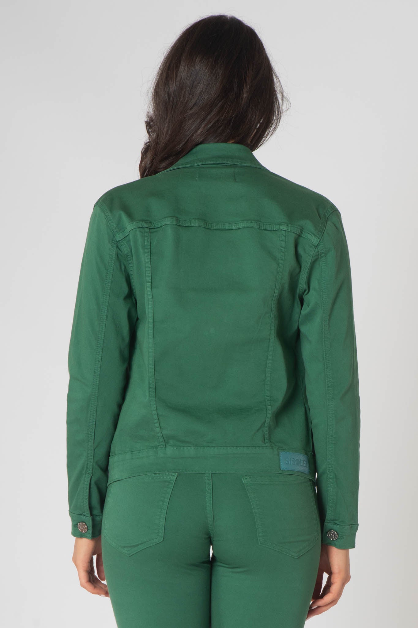 Teagan Classic Denim Jacket with Breast Pockets - Green