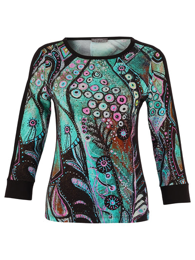 Peacock V-Neck Long Sleeve Top