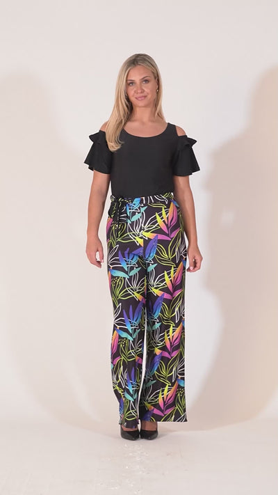 Nova Contrast Print Jumpsuit With Belt  - Multicolor