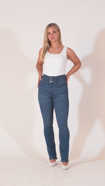 Violet High Waist Jeans - Mid Wash