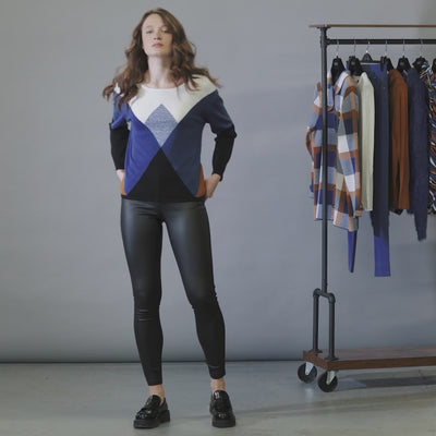 Blue/Brown/White/Black Knit Jumper