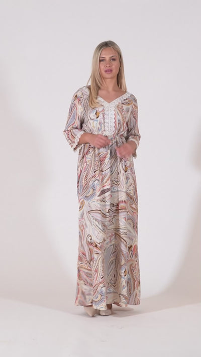 Fleur Maxi Dress With Lace V-Neck Detailing - Yellow