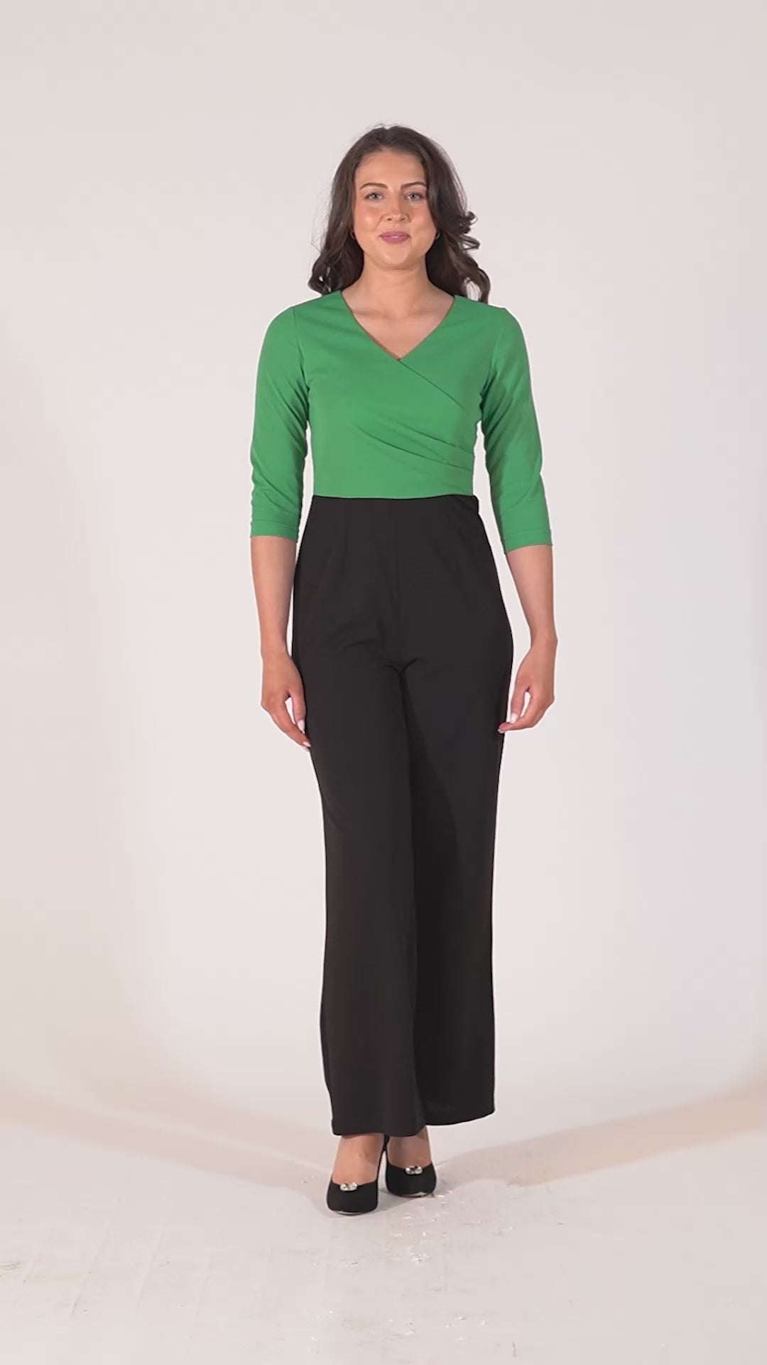 Gabriale Colour Block Jumpsuit  - Green & Black