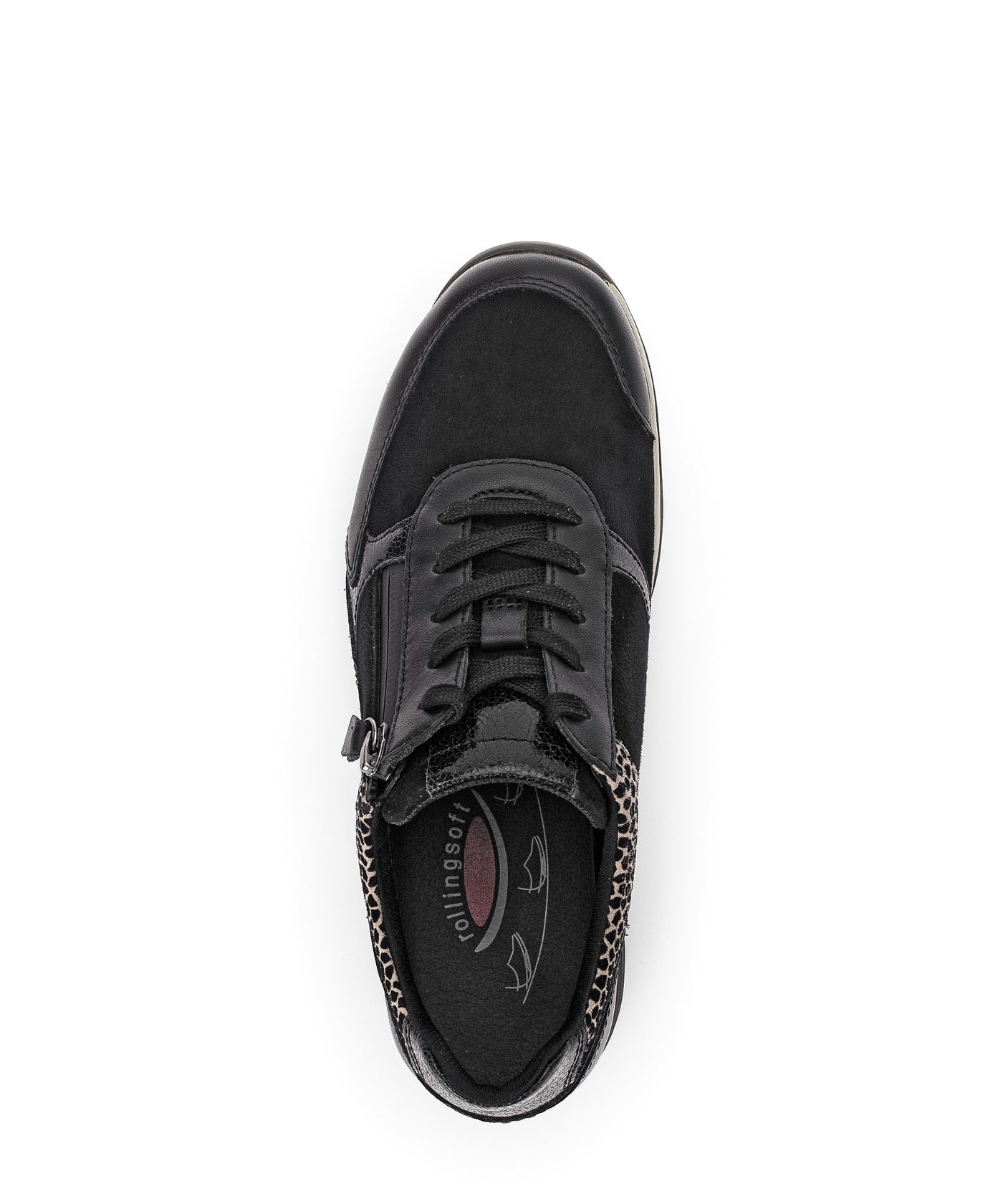 Black Runners with Suede and Animal Print Detail