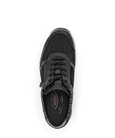 Black Runners with Suede and Animal Print Detail