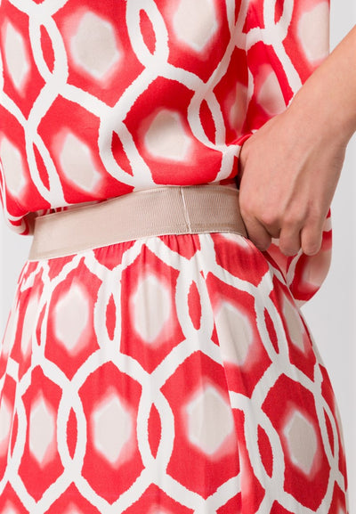 Coral Geometric Print Skirt
