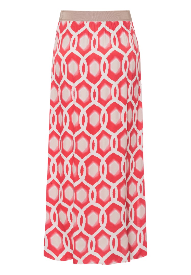 Coral Geometric Print Skirt
