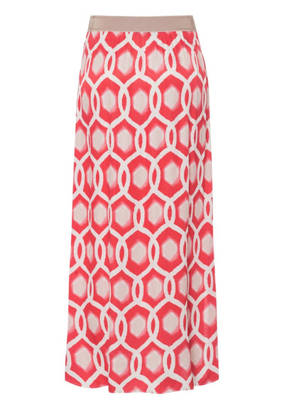 Coral Geometric Print Skirt
