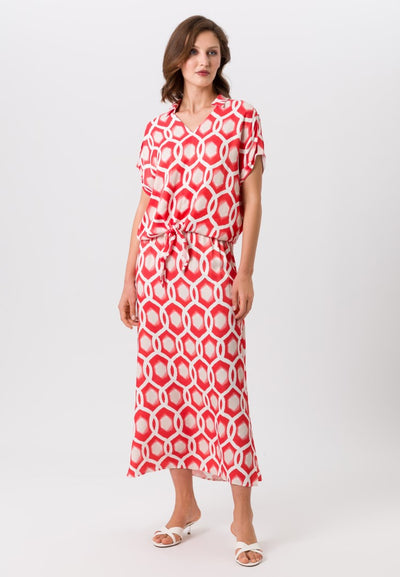 Coral Geometric Print Skirt