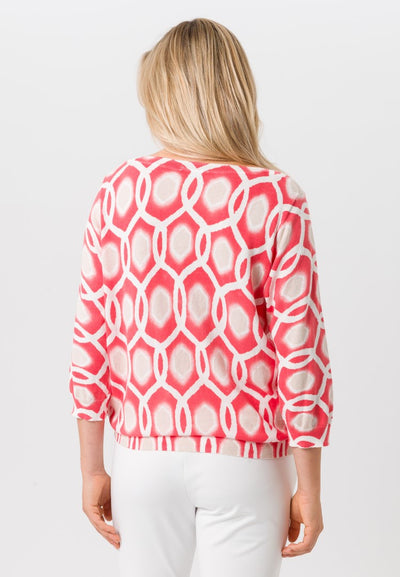 Coral Geometric Print Jumper