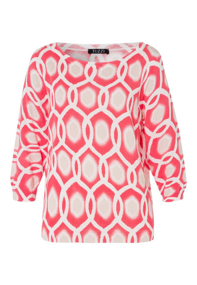 Coral Geometric Print Jumper