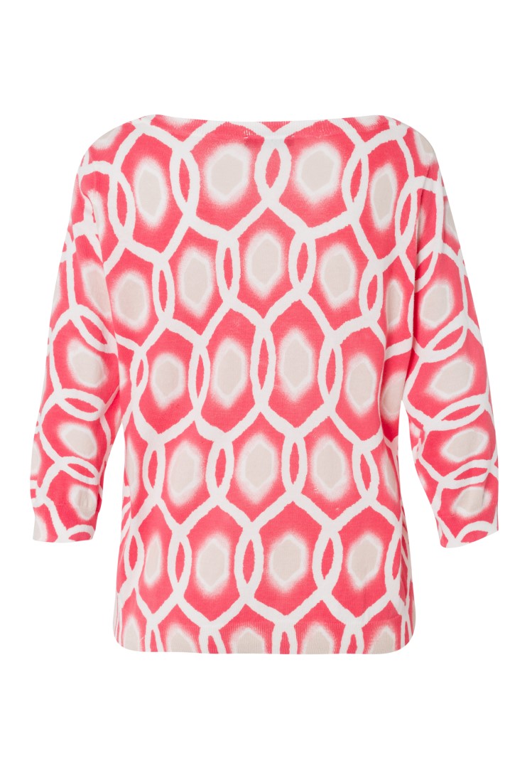 Coral Geometric Print Jumper