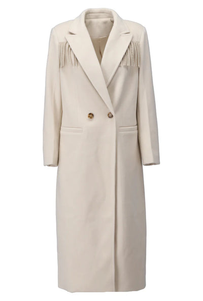 Cream Coat with Fringe Detail