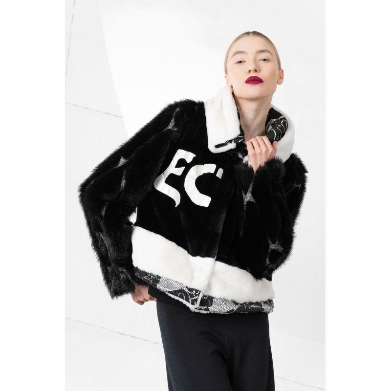 Faux Fur Jacket With 'EC' Print