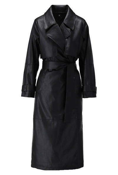 Black Vegan Leather Trenchcoat