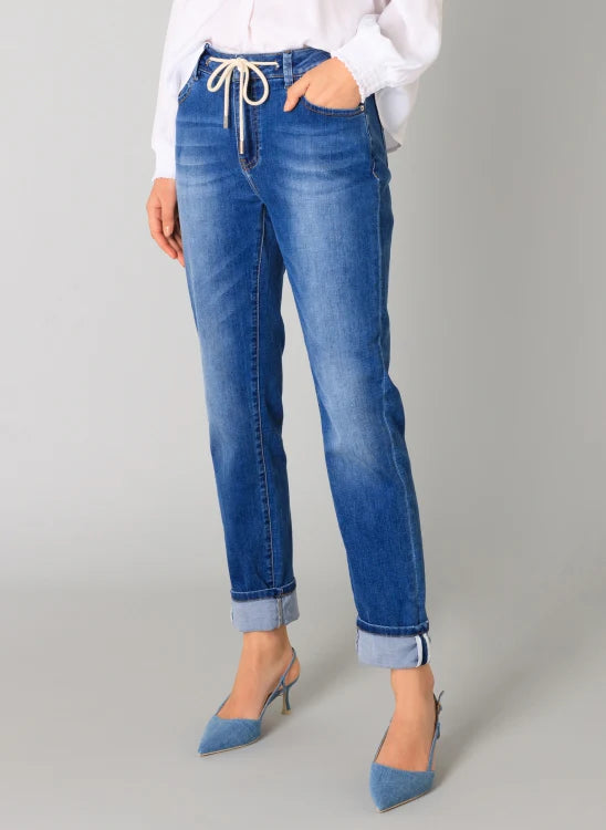'Rima' Denim Stone Wash Jeans with Draw String