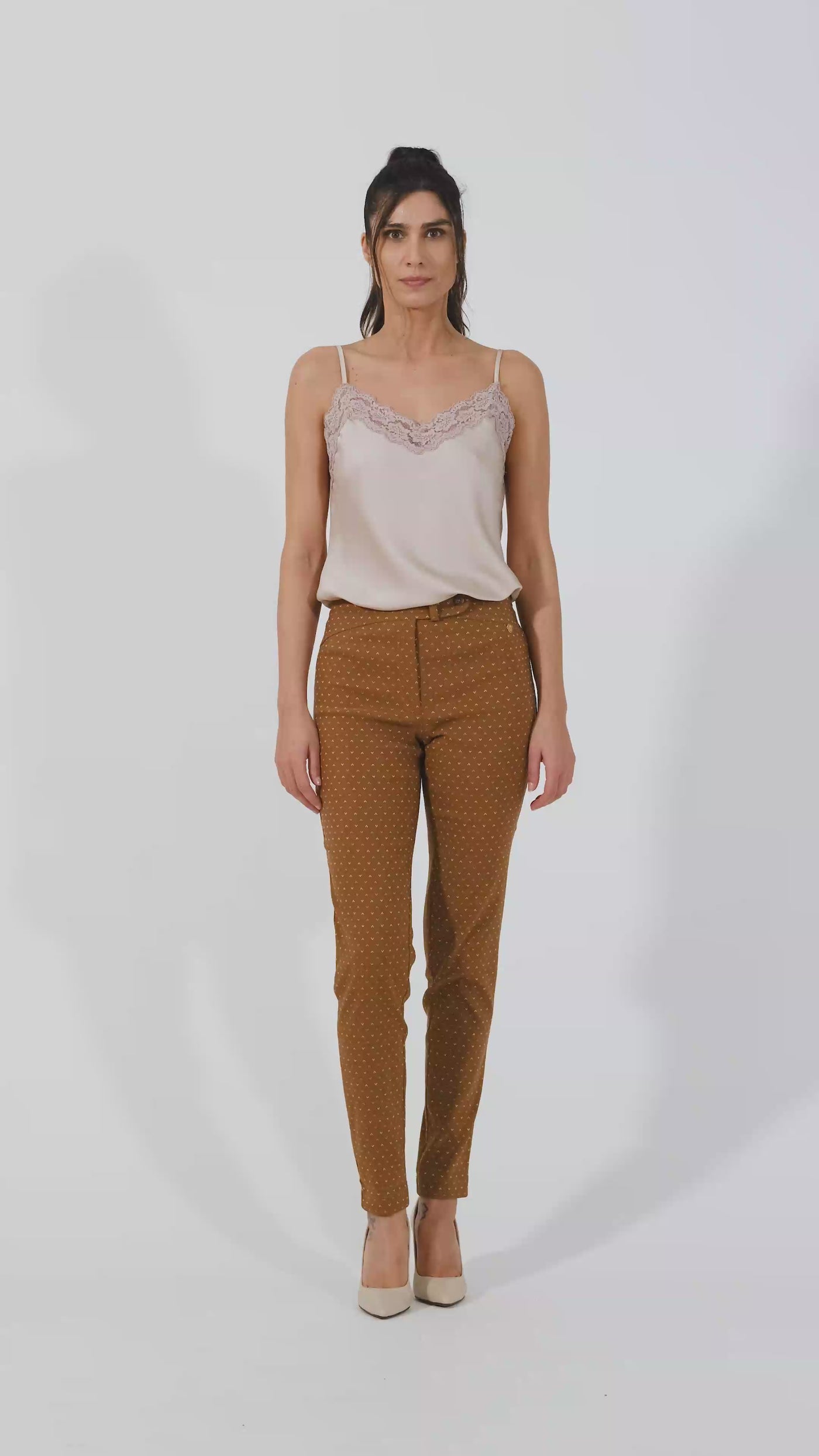 Somie Geo Brown Cropped Trousers