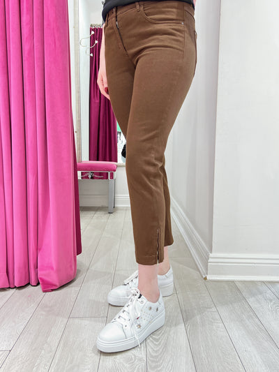 Twigy Jeans with Ankle Zips Brown