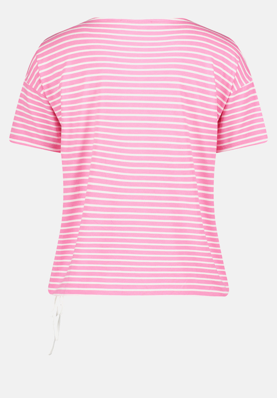 Pink/White Stripe T-Shirt With Diamonte Dettail