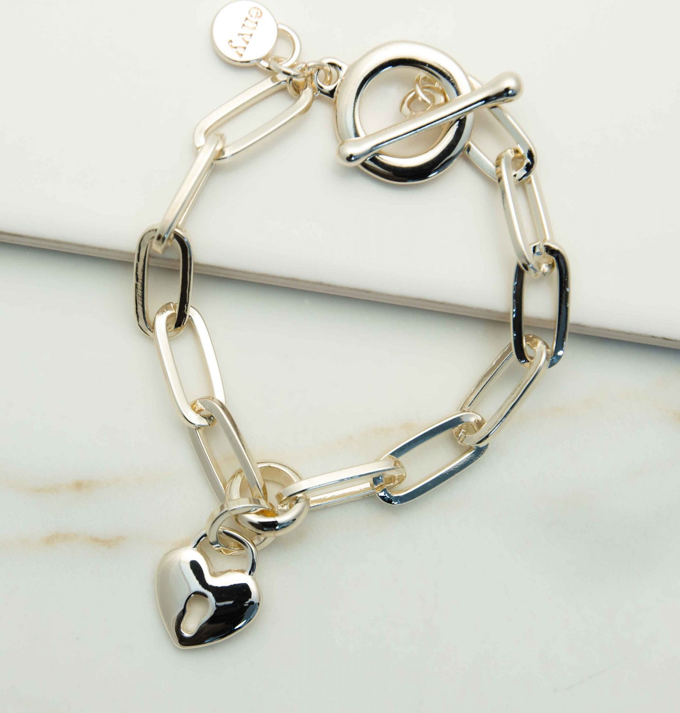 White Gold Bracelet with Padlock Heart Pendant