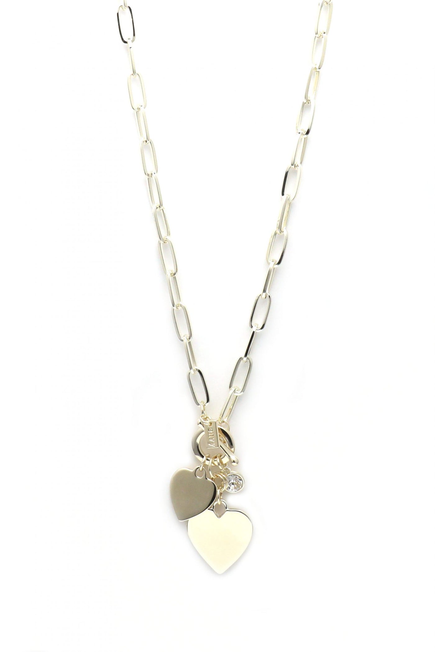 Long Necklace with Double Heart Pendant
