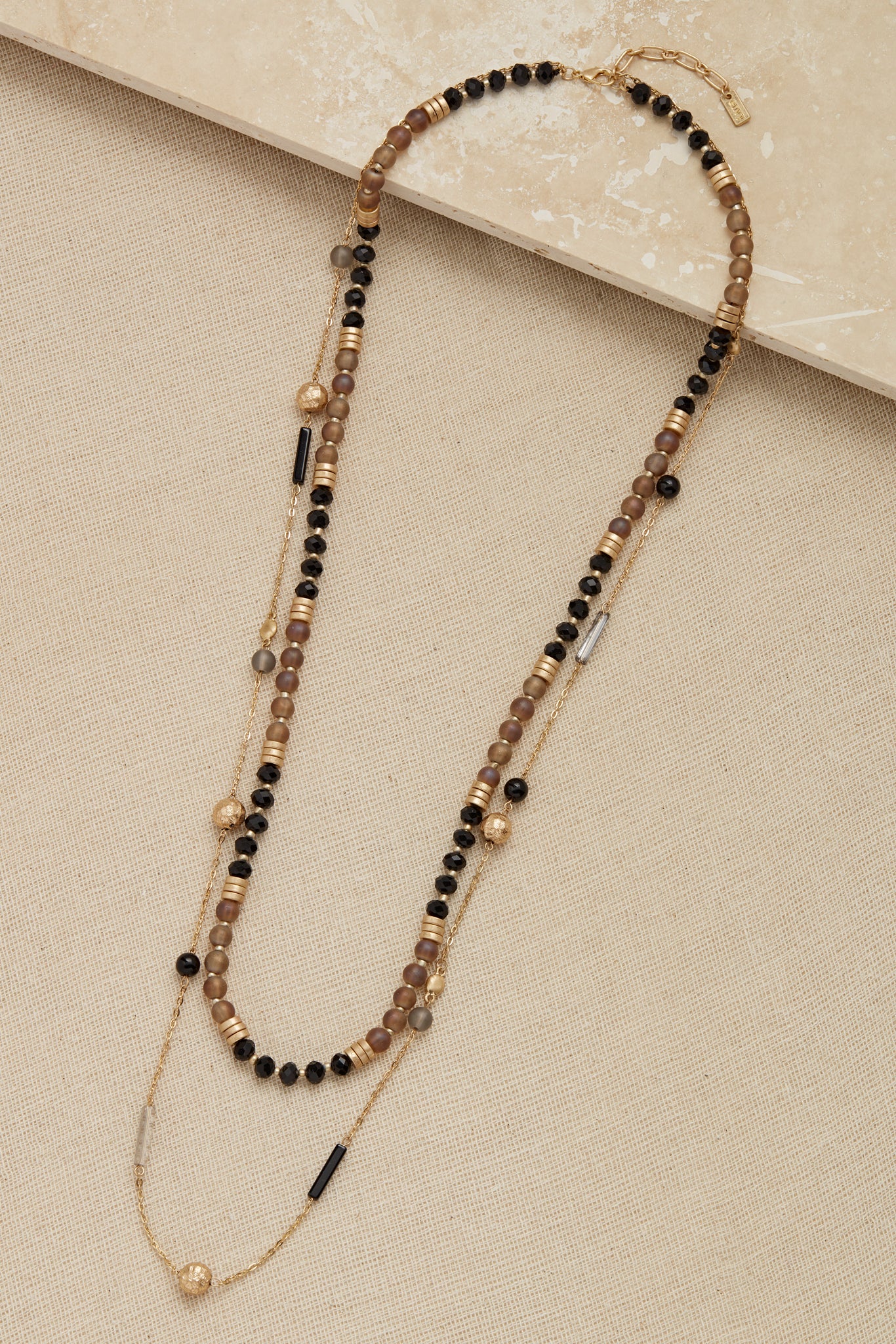 Long Gold Double Layer Necklace