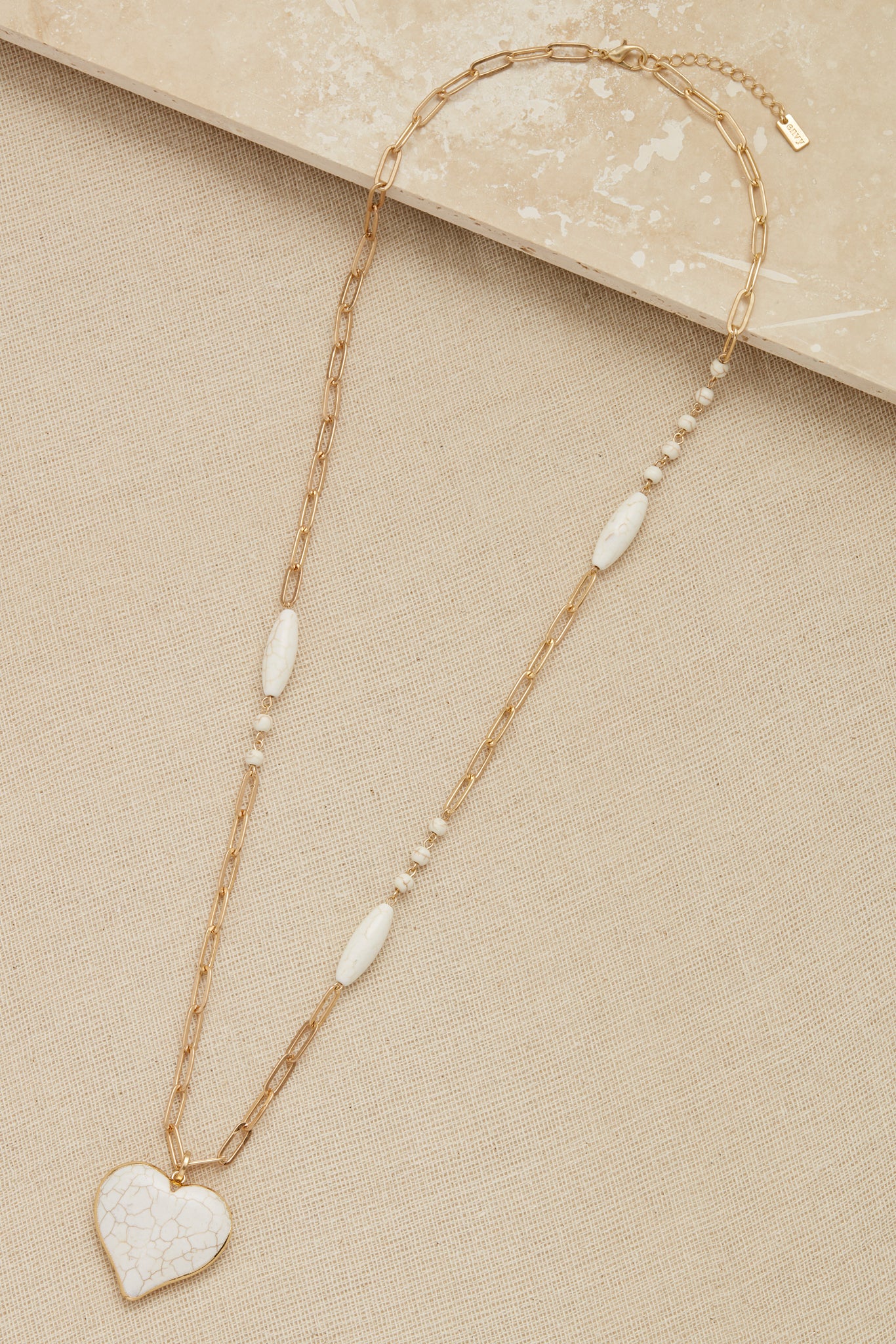 Long Gold Necklace with White Howlite