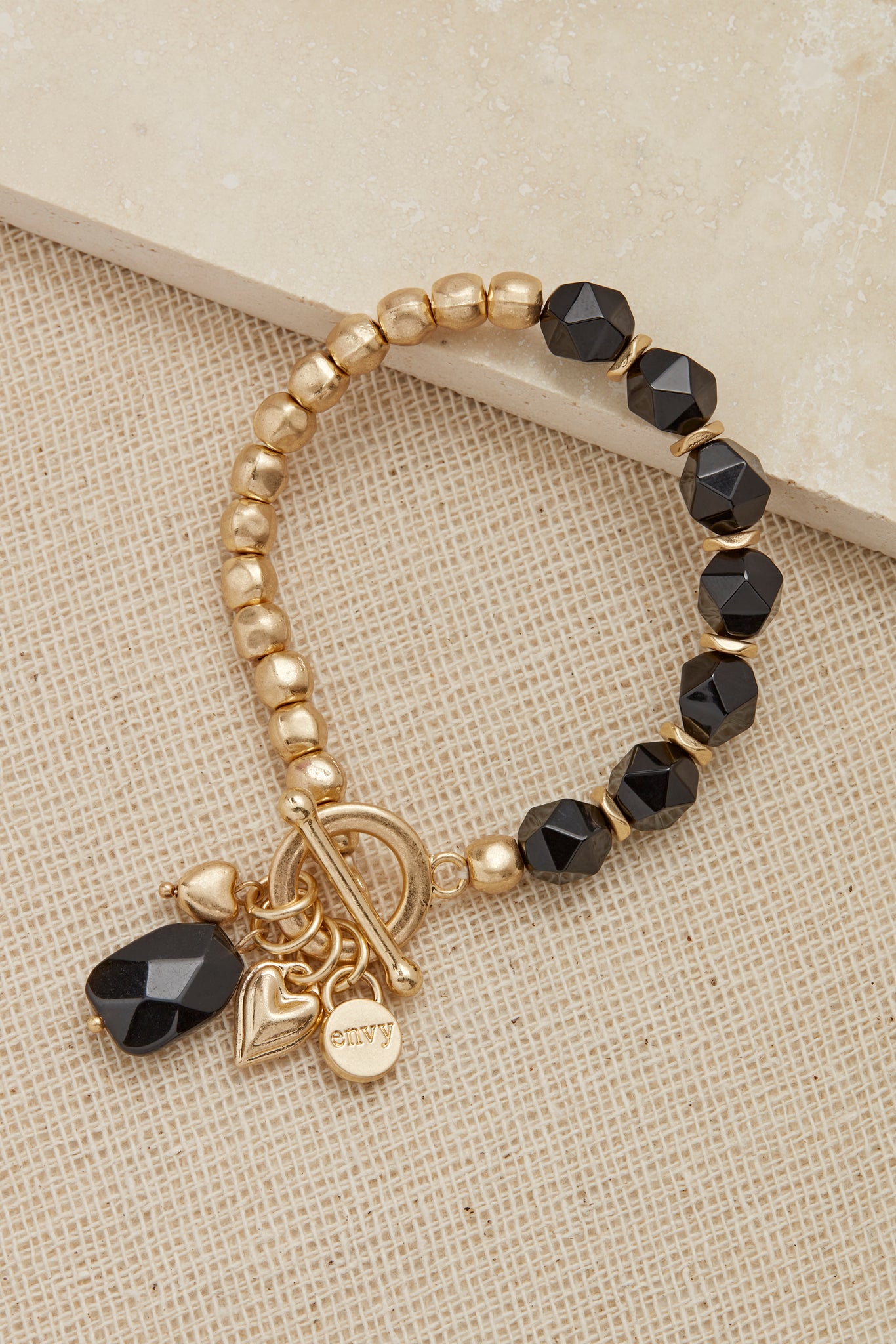 Gold and Black Bead Bracelet