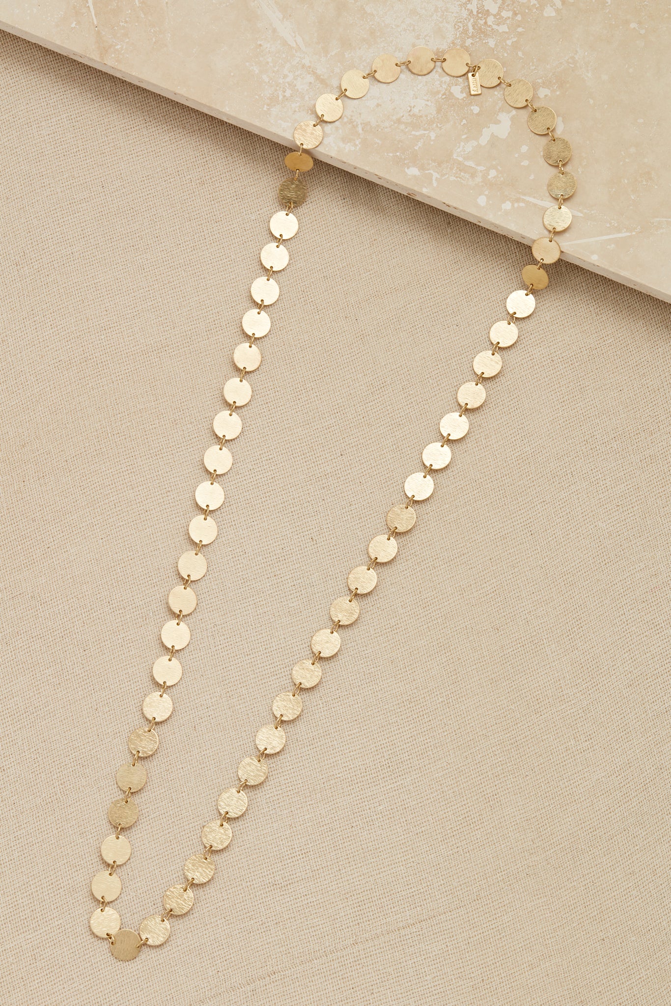 Long Gold Necklace with Circular Links