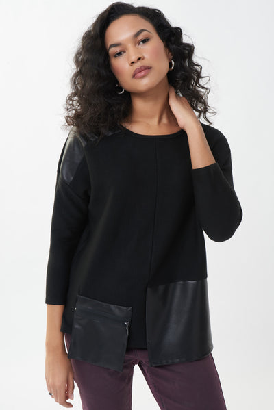 Joseph Ribkoff Black Top with Zip Pocket