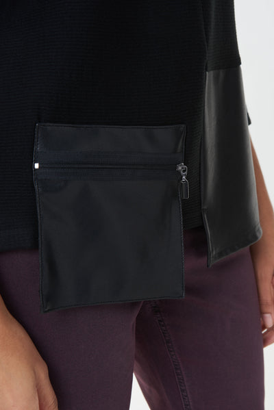 Joseph Ribkoff Black Top with Zip Pocket